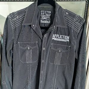 Men's Affliction Premium Button Up XLarge Embroidered Logo Shirt